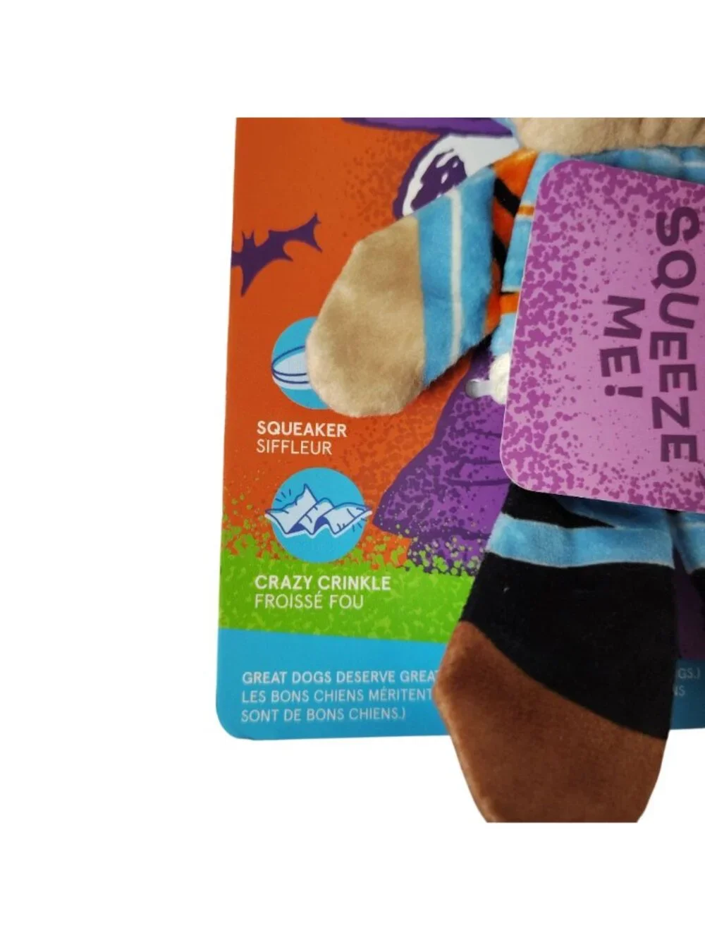 Bark Brand Peanuts Dog XS-M Mummy Linus Halloween Toy Squeaky Blanket Boo
